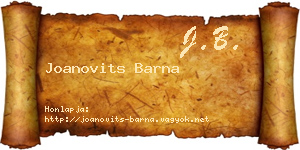 Joanovits Barna névjegykártya