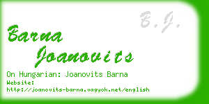 barna joanovits business card